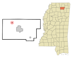 Union County Mississippi Incorporated and Unincorporated areas Myrtle Highlighted